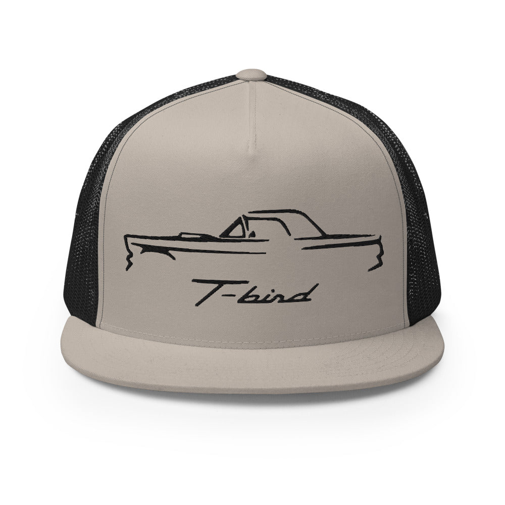 1957 Thunderbird Antique Classic Car Outline Silhouette Custom Embroidered 5 Panel Trucker Cap Snapback Hat