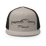 1957 Thunderbird Antique Classic Car Outline Silhouette Custom Embroidered 5 Panel Trucker Cap Snapback Hat