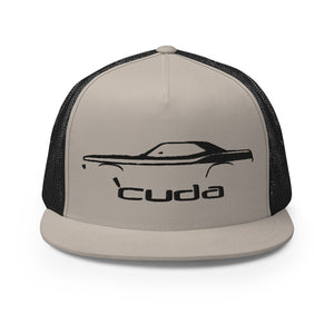 1972 Cuda Barracuda Muscle Car Silhouette Classic Car Owner Custom Embroidered 5 Panel Trucker Cap Snapback Hat