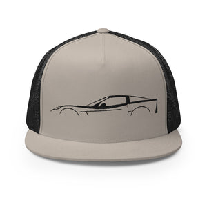 Corvette C6 Outline 6th Gen Vette Owner Custom Embroidered 5 Panel Trucker Cap Snapback Hat