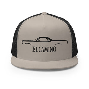 Chevy El Camino 5th Generation 1978 Classic Car Silhouette Custom Embroidered 5 Panel Trucker Cap Snapback Hat