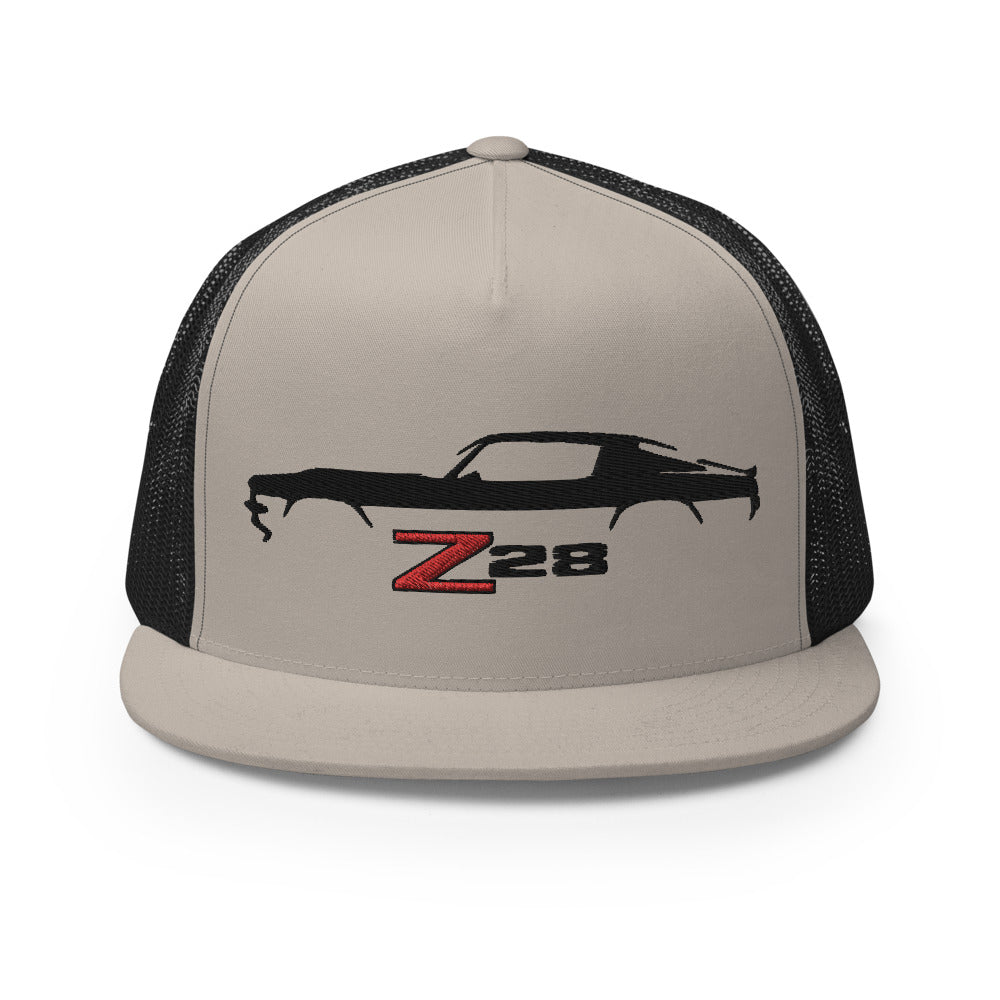 1970 1971 Chevy Camaro Z28 Emblem Silhouette Muscle Car Custom Embroidered 5 Panel Trucker Cap Snapback Hat