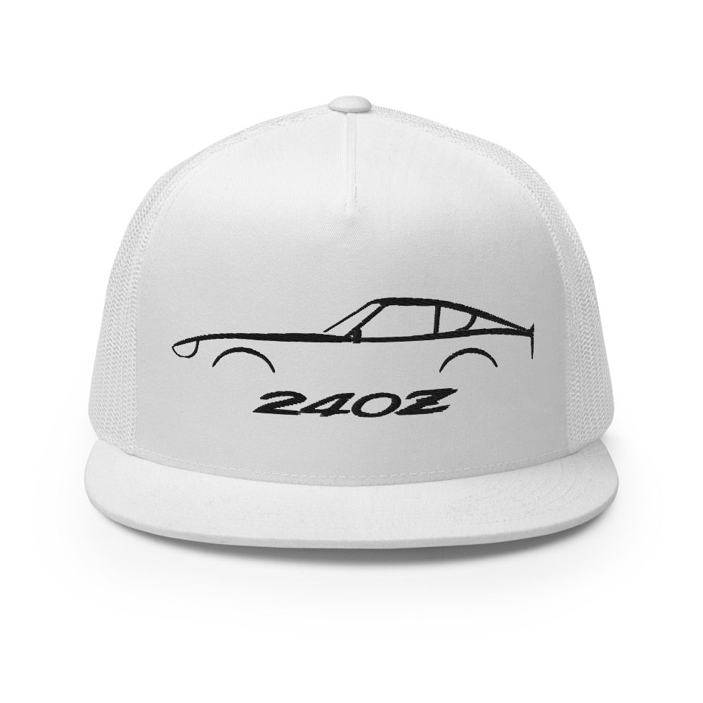 Datsun 240z Silhouette S30 Vintage JDM Car Custom Embroidered 5 Panel Trucker Cap Snapback Hat