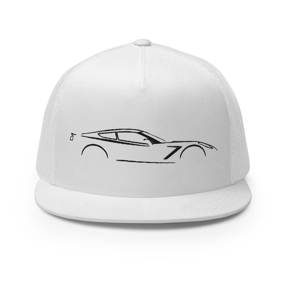 Corvette C7 Silhouette 7th Generation Vette Owner Custom Embroidered 5 Panel Trucker Cap Snapback Hat