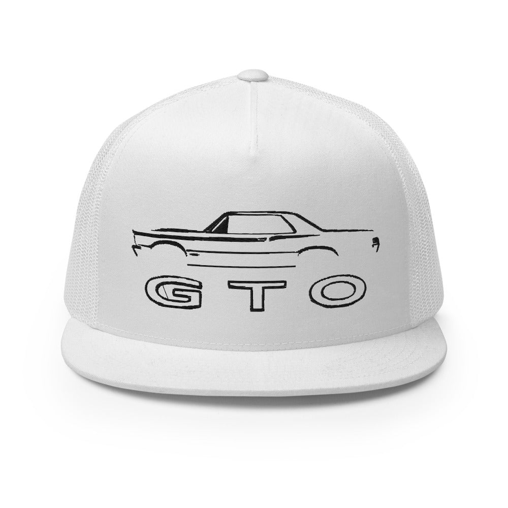 1965 GTO Muscle Car Silhouette Emblem Classic Car Custom Embroidered 5 Panel Trucker Cap Snapback Hat