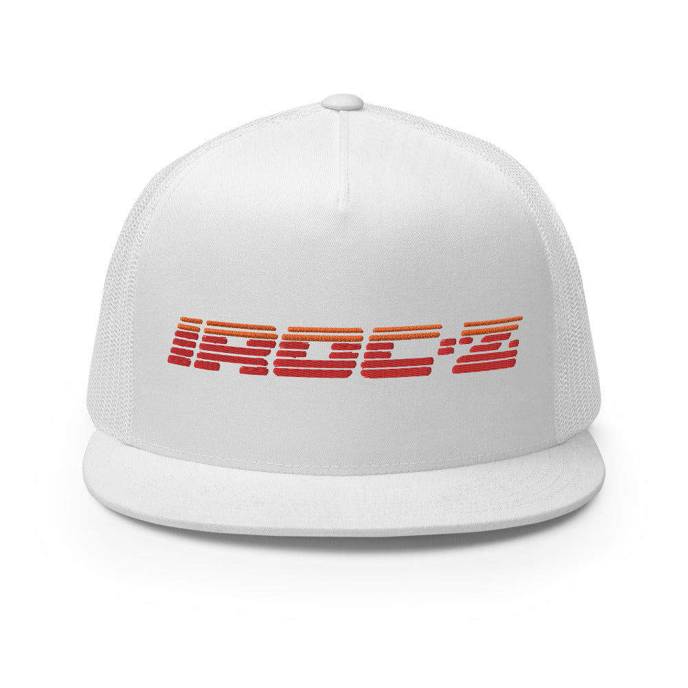 Retro Vintage 1980s Chevy Camaro IROC-Z Logo Fender Emblem Custom Embroidered 5 Panel Trucker Cap Snapback Hat