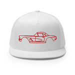 1961 Corvette Red Lines Antique Collector Car Custom Embroidered 5 Panel Trucker Cap Snapback Hat