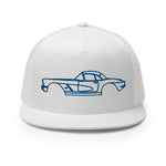 1961 Corvette Jewel Blue Antique Collector Car Custom Embroidered 5 Panel Trucker Cap Snapback Hat