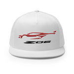 2023 Corvette Z06 C8 Torch Red Vette Silhouette Custom Embroidered 5 Panel Trucker Cap Snapback Hat