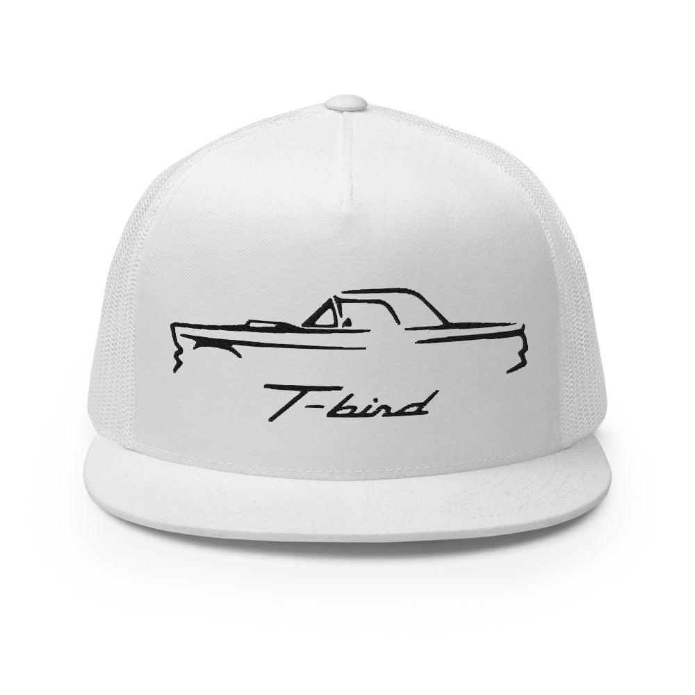 1957 Thunderbird Antique Classic Car Outline Silhouette Custom Embroidered 5 Panel Trucker Cap Snapback Hat