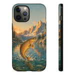 Leaping Golden Trout Lake Scene phone case | Tough Cover