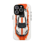Z06 C8 Phone Case, White Top-Down Painterly Stripe Cover