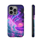 Neon Dolphin Ocean Vaporwave Art Tough Phone Case