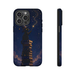 Starry Wizard Cat on Books phone case