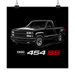 1990 Chevy 454 SS Truck Poster Classic Muscle Pickup Wall Art Print Vintage