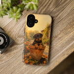 Rottweiler Puppy in Flower Pot Tough Case | Floral Dog Phone Cover