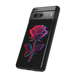 Glitch Rose Neon Phone Case Vaporwave Tough Cover