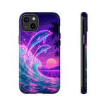 Neon Dolphin Ocean Vaporwave Art Tough Phone Case