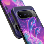 Neon Dolphin Ocean Vaporwave Art Tough Phone Case
