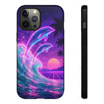 Neon Dolphin Ocean Vaporwave Art Tough Phone Case