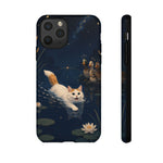 Turkish Van Swimming Cat Tough Case | Whimsical Night Pond, Lily Pads, Ducks