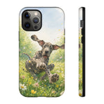 Playful Dog in Meadow Great Dane phone case | Puppy Art Tough Cover