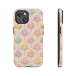 Pastel Swirl Lollipops Tough Case | Candy Pattern Phone Cover