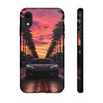 Gray C8 Corvette Art Sunset Tough Phone Case - Dramatic Silhouette