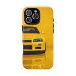 Yellow Skyline Phone Case, R34 GTR 90s JDM Legend Tough Cover for Men Gift
