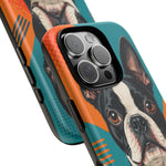 Boston Terrier Pop-Art Portrait Tough Phone Case - Teal Orange