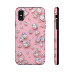 Pink Rhinestone Diamond Pattern Phone Case | Sparkle Gem Print