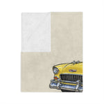 1955 Yellow Chevy Bel Air Illustration Blanket | Vintage Car Throw