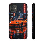 Orange Supra Phone Case, Neon City Night JDM Sports Car Tough Cover