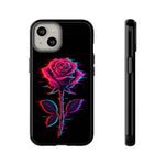 Glitch Rose Neon Phone Case Vaporwave Tough Cover