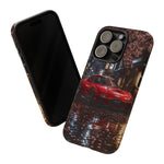 Red FD RX-7 Blossom Alley Tough Phone Case - Rain-Slicked Night