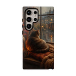 Rainy Window Cat Phone Case, Cozy Painterly Art Cover, Gift