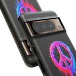 Glitch Peace Sign Phone Case, RGB Melt Digital Art Tough Cover, Gift