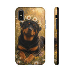 Rottweiler with Daisy Crown phone case | Tough Cases