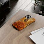 Yorkshire Terrier Jumping in Autumn Leaves Tough Case | Fall Dog Phone Cover