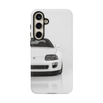 White MK4 Supra Phone Case, Retro 90s JDM Tough Cover for Car Enthusiasts