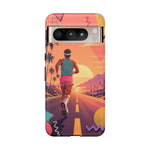 Retro Runner Sunset phone case | 80s Vaporwave jogging design