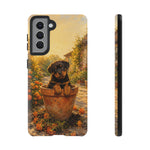 Rottweiler Puppy in Flower Pot Tough Case | Floral Dog Phone Cover