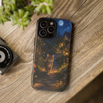 Moonlit Garden Cat Phone Case, Firefly Painterly Art Cover