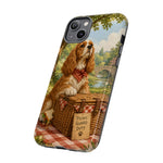 Cocker Spaniel Picnic Scene phone case | vintage dog art