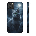 Russian Blue Cat Silver Moonlight Art Tough Phone Case