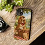 Cocker Spaniel Picnic Scene phone case | vintage dog art