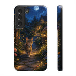 Moonlit Garden Cat Phone Case, Firefly Painterly Art Cover