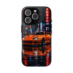 Orange Supra Phone Case, Neon City Night JDM Sports Car Tough Cover