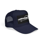 Vintage Mustang Sketch Foam Trucker Hat | Classic Car Outline, Retro Auto
