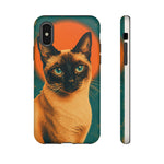 Siamese Cat Retro Halftone Portrait Case - Orange Teal Print